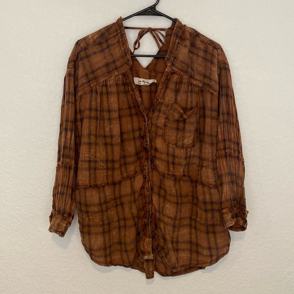 Free People One Of The Boys Plaid Tunic in Beown Combo Small - Picture 1 of 7